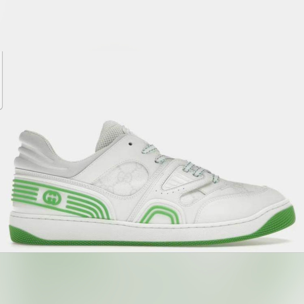 GUCCI Demetra Sneakers White w/Green Accents - Size 40 (Fits Sizd 9.5)